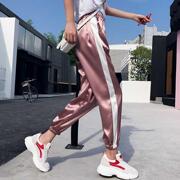 . Ins sweatpants siêu bắn nữ sinh viên mùa hè Hàn Quốc phiên bản mất Harajuku bf gió hồng Duff bó chùng chùng chùng