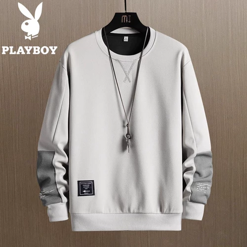 Playboy, демисезонная толстовка, утепленный лонгслив с круглым воротником, оверсайз
