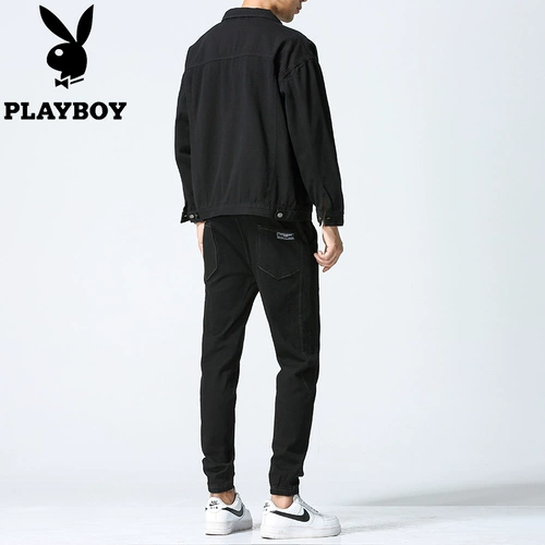 Playboy, джинсовая мужская демисезонная куртка, трендовый комплект, в корейском стиле, 3 предмета