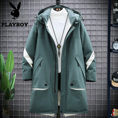 Playboy, мужской длинный зимний пуховик, трендовая куртка, средней длины