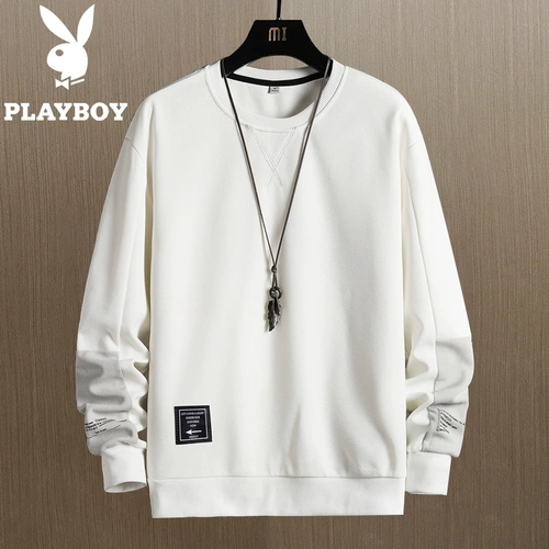 Playboy, демисезонная толстовка, утепленный лонгслив с круглым воротником, оверсайз