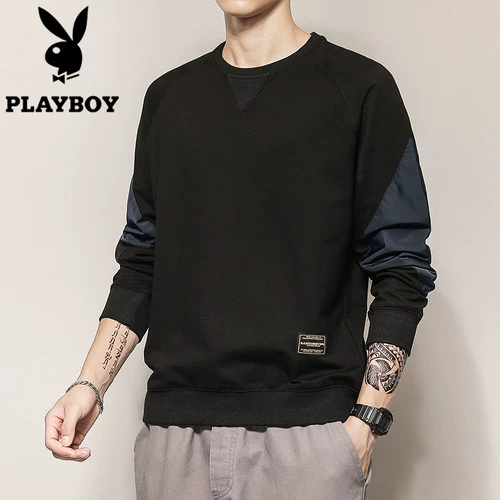 Playboy, осенний трендовый лонгслив с круглым воротником для отдыха, коллекция 2023, в корейском стиле, оверсайз