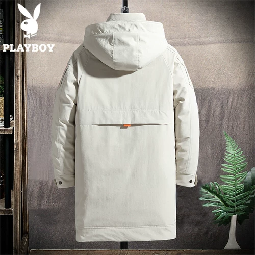 Playboy, мужской зимний пуховик, трендовая длинная универсальная куртка, коллекция 2021, в корейском стиле, средней длины, увеличенная толщина