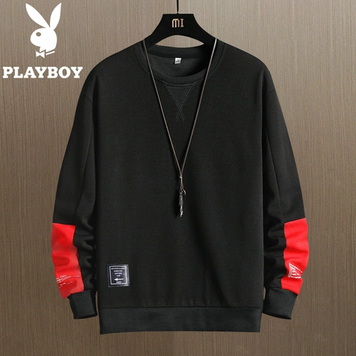 Playboy, демисезонная толстовка, утепленный лонгслив с круглым воротником, оверсайз