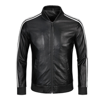 Autumn-money dermis leather clothes mens three bars with the same head layer sheep leather baseball clothes lovers locomotive leather clothes