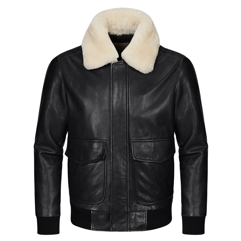 Wool Removable Hair Collar A2 Flying Jacket Short Head Layer Sheep Leather Leather Leather Clothing Man