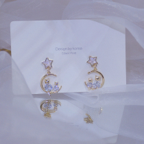 Cute Little Cat Shine Diamond Women Earring Bling AAA Zircon