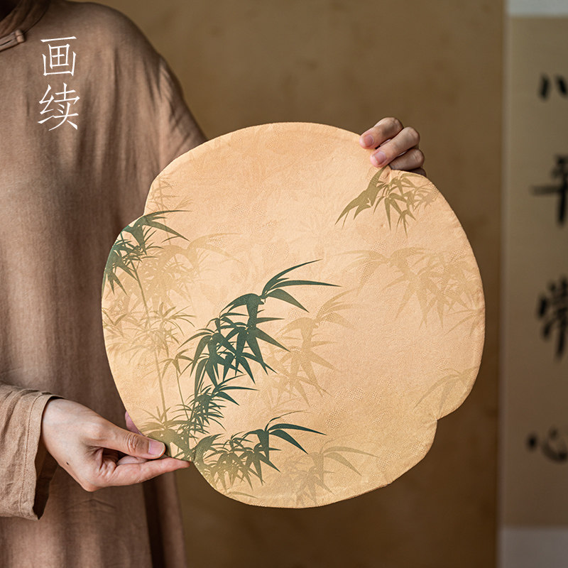 Painting sequel cloud yarn Haitang tea mat New Chinese meditation Waterproof Dry Bubble Mat Tea Tray Cushion Retro fabric Double-sided-Taobao