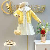 Single Girl Casual Suit 2022 Spring Autumn New Knitted Jacket Foreign Air Cudgel Dress children Two sets