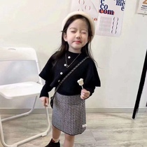 Girls 2023 spring new foreign style suit Korean version childrens cloak shawl skirt net red knitted two-piece trendy