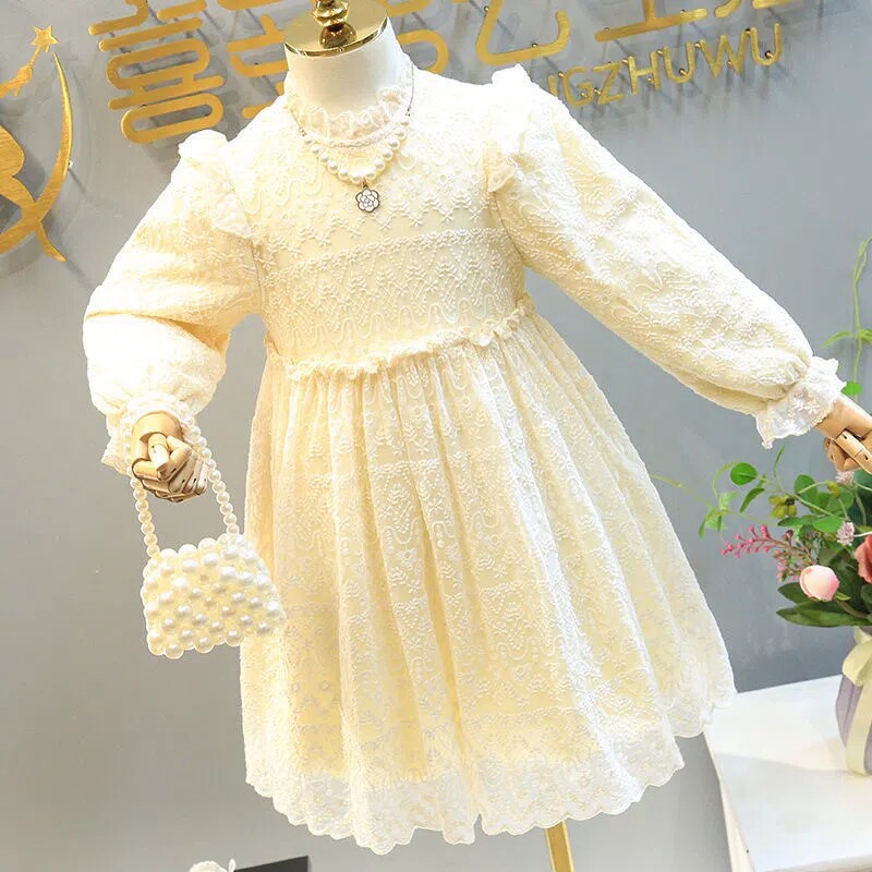Girl Princess dress plus the new lace dress in spring 2023 thickened the birthday lace dress for children