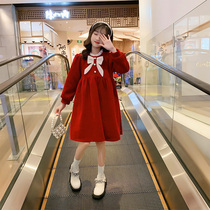 Girls plus thickening fashionable princess dress early 2023 new bright and sweet childhood dress