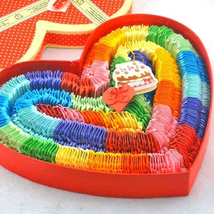 520 stacked hearts blooming origami love finished products love gift box paper bag set (I love you)