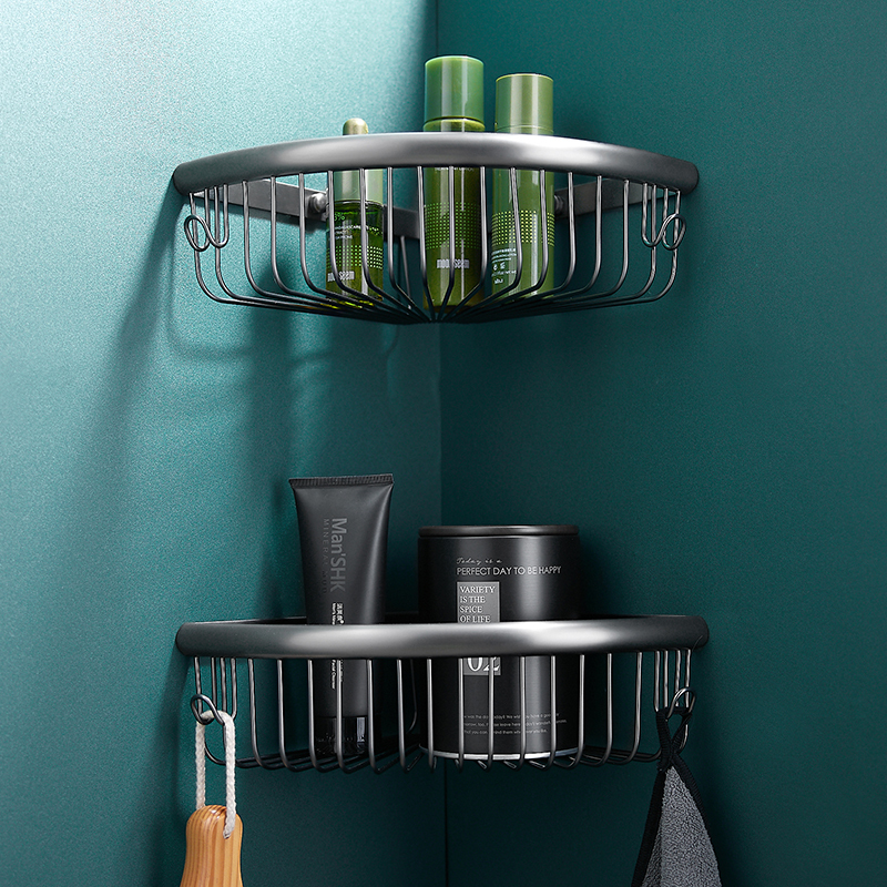 German Jieka Punch-Free All-Copper Bathroom Shelf, Wall-Mounted Triangular Basket for Bathroom, Shower Room Storage Rack, High-End German Jieka Punch-Free All-Copper Bathroom Shelf, Wall-Mounted Triangular Basket for Bathroom, Shower Room Storage Rack, High-End
