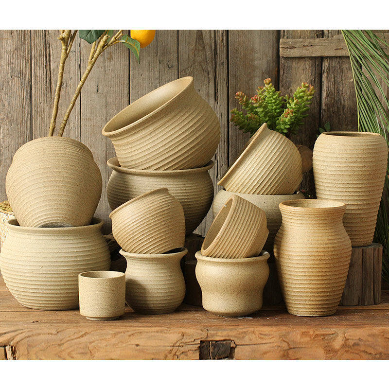 High-flower-pot high-drum high-drum high-style minimalist Guan Guan Balcony Pottery Jar Large Number Cliff Old Pile Swing Pieces Multi-Meat Flowers Inserts