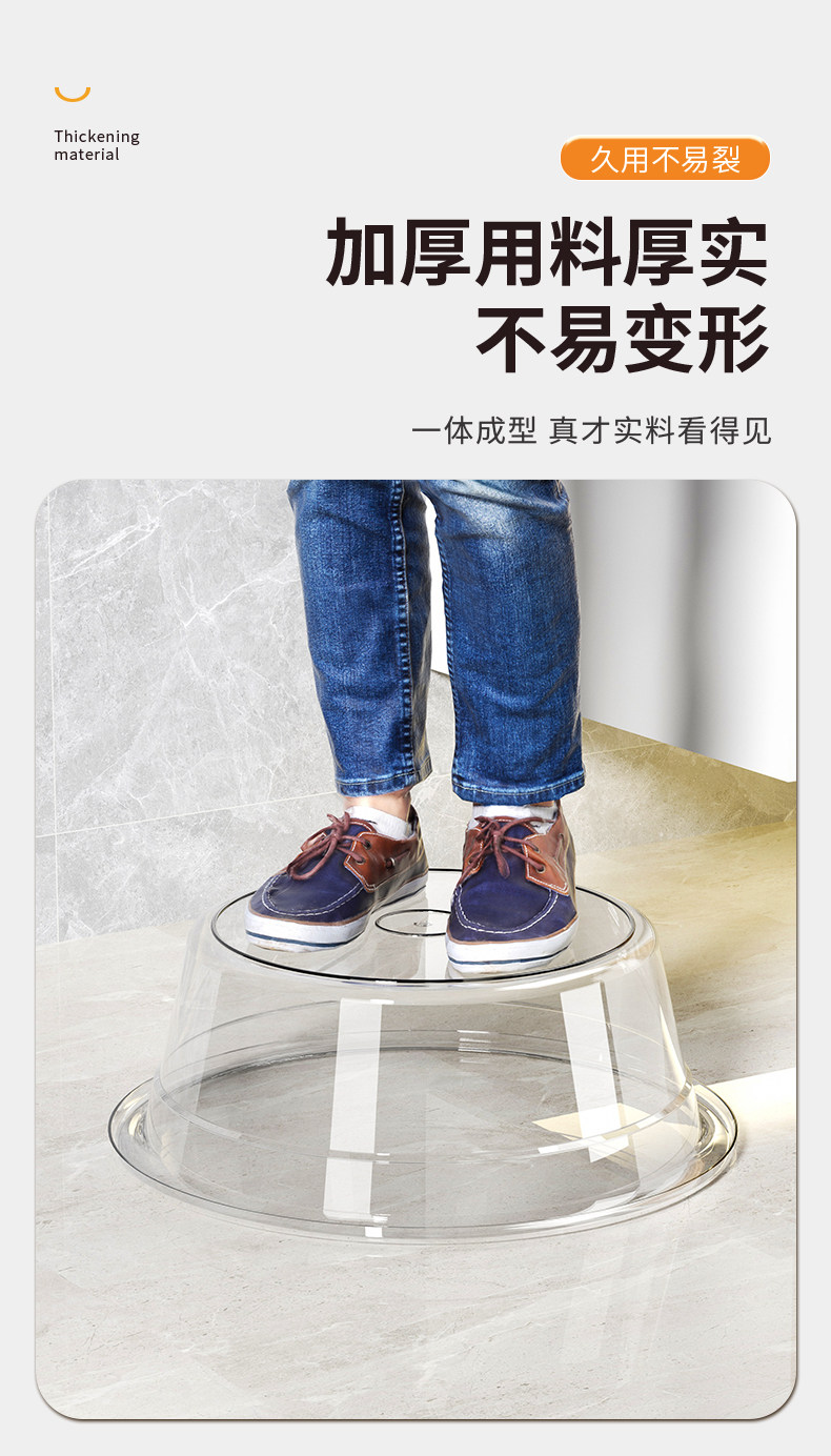 Биде 透明圆形洗脸盆家用大号塑料脸盆加厚厨房洗菜宿舍洗衣洗脚泡脚盆