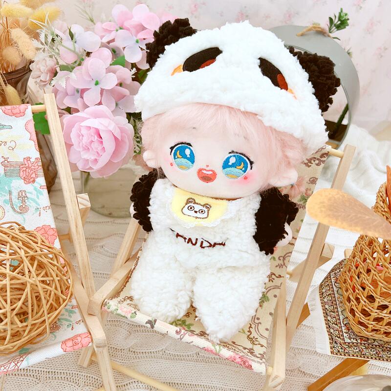 棉花娃娃/毛绒玩具娃衣 棉花娃娃20cm厘米娃衣服明星公仔正常体胖胖体熊猫小羊柴犬连体衣 Moon doll