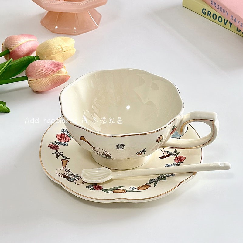 Alice Tea Set in Wonderland Light Luxury Niche High-end Coffee Cup Ins High-value Ceramic Household Set