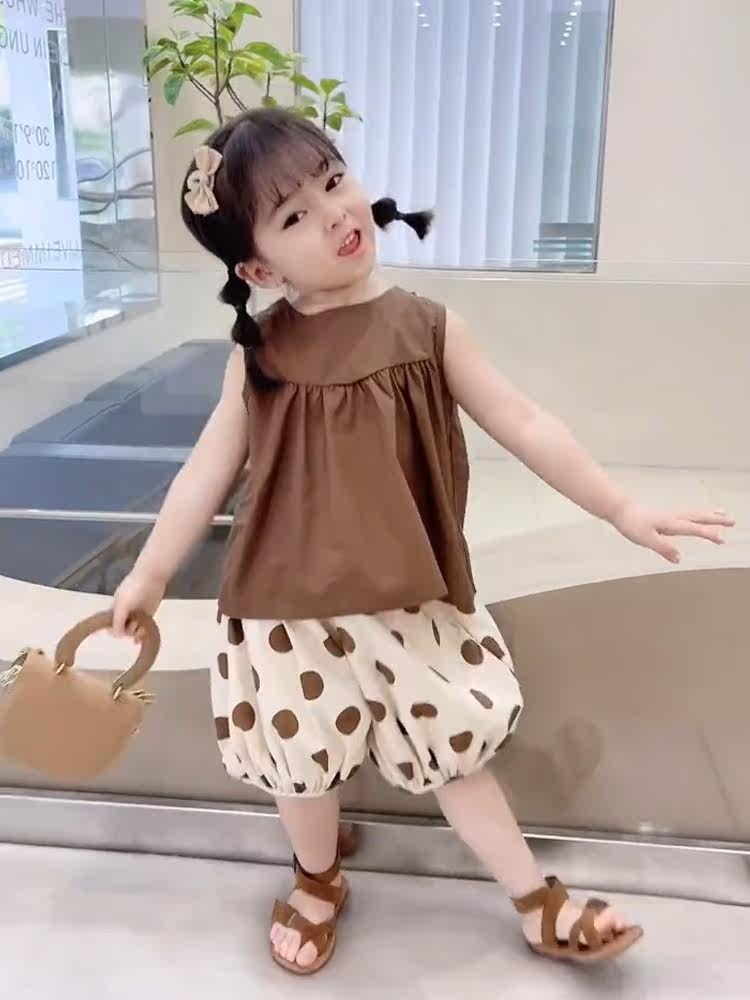 Children's clothing summer clothes baby girls new trendy Korean style suit girls fashionable foreign style bomb street children's shorts net red hot style