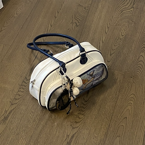 Белая бейсбольная небольшая сумка, сумка на одно плечо, студенческая юбка в складку, 10см