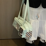 Японская студенческая юбка в складку, акриловая мятная сумка на одно плечо, шоколадно-коричневый цвет