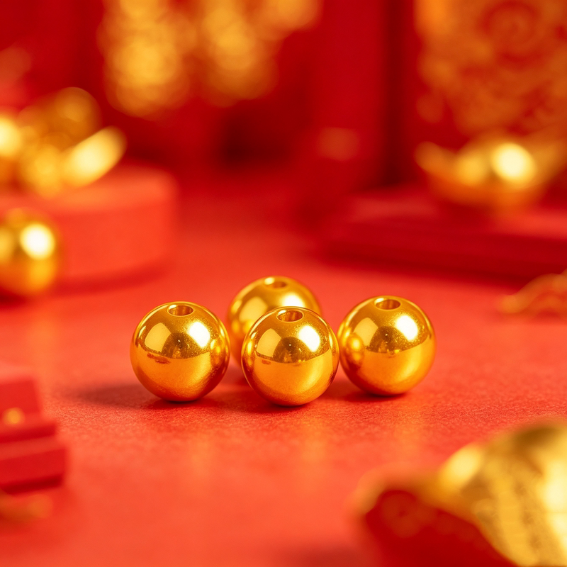 Xiu Fang Pure Gold 999 Gold Smooth Beads Small Gold Beads Fortune Beads 3D Hard Gold DIY Bracelet Jewelry Accessories