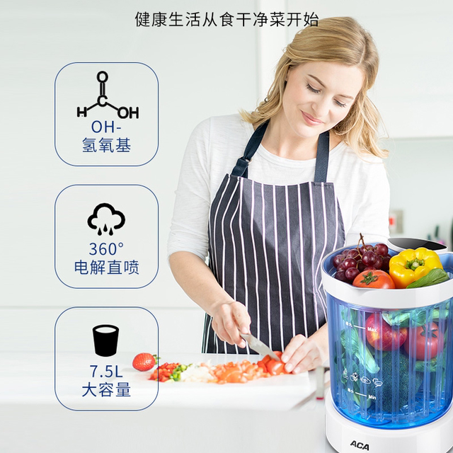Aca/North American Electric Vegetable Washer, Fruit and Vegetable Cleaning Machine, Household Vegetable Disinfection and Automatic Purification Machine