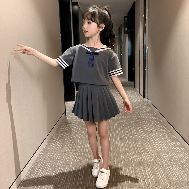 Girl Suit Dress Dress New 2023 Summer Ocean Elementary Girls College Wind Fancy Summer Dress Uniform Skirt-Taobao