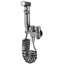 Gun gray all-copper bathroom toilet companion spray gun set toilet pressurized high-pressure water gun head one in and two out angle valve