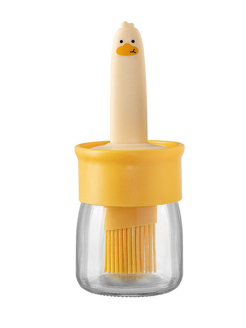 Little Yellow Duck Oil Brush Bottle, Household Silicone Oil Brush with Bottle, Kitchen Pancake Food-Grade Barbecue Baking Integrated Oil Brush Bottle