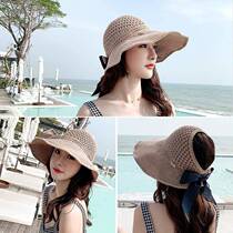 Spring and summer sun cap female roof cap day of shade cap large eaves roll cap sun sun proof cap breathable foldable straw hat