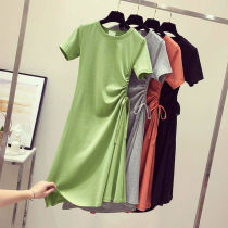 Butter and green dress summer 2020 new medium - long waist - drawn and skinny Korean students t - shirt children
