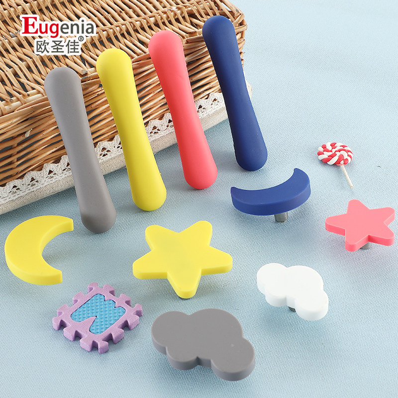 OShengjia children's house cabinet door handle drawer whole cabinet rubber cartoon cute single-hole small handle cabinet door handle
