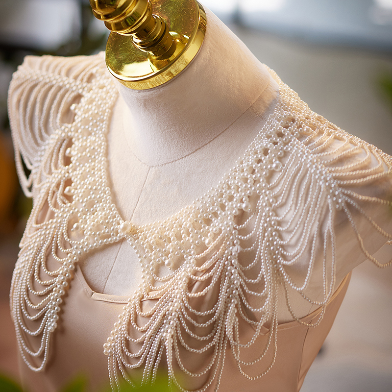 New Pearl Shawl, Versatile Pearl Cape, French-Style Vest, Heavily Hand-Sewn, Paired with Cheongsam Dress for Women