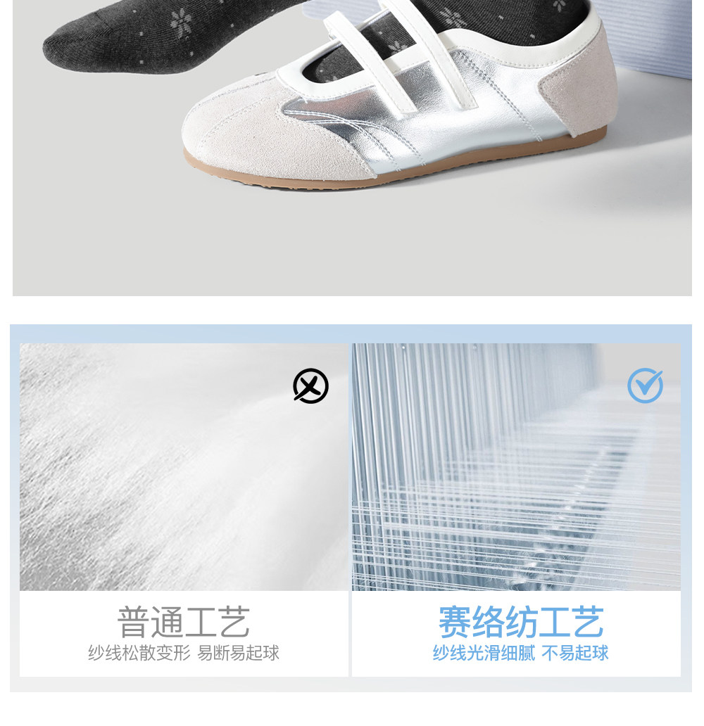 Secret World Ballet-Style Loose-Top Cotton Socks
