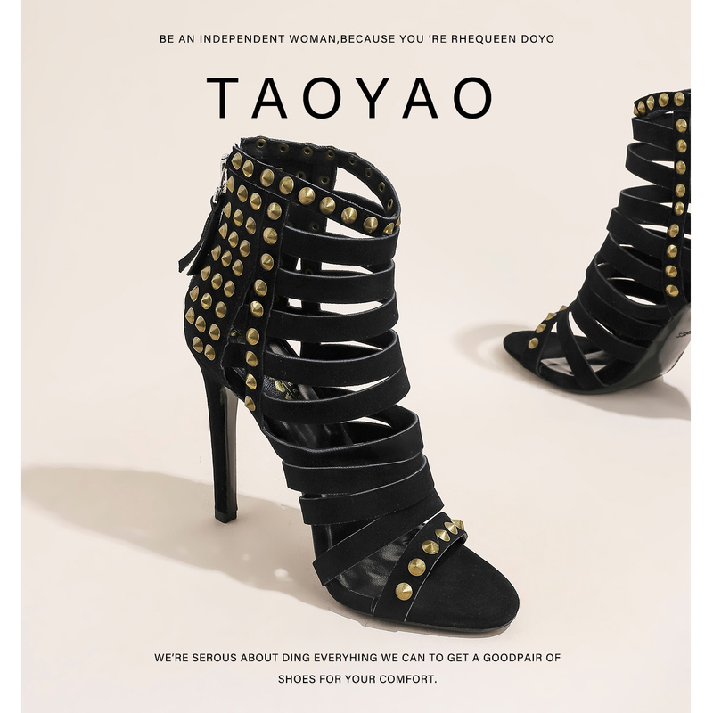 2026 New Retro Open-Toe Roman Sandals for Women, Summer French Fashion, Stunning High-Heeled Sandals with Rivets