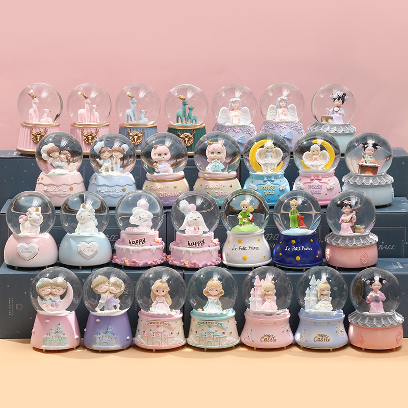 Dream Castle Princess Crystal Ball Music Box Rotates Six Children's Day Eight-Sound Gift