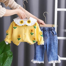 Baby Clothes Spring Style Suit Little Girl Cardigan Outwear Three-Piece Set 1 to 3 Year Old Baby Girl Toddler Spring Clothing