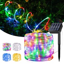 7M 12M Outdoor Solar Rope String Lights 8 Modes LED Copper W
