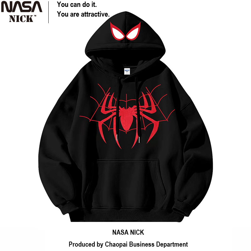 Nasa American Retro Hiphop Spider-Man Hooded Sweatshirt for Boys and Girls in Autumn and Winter Loose Cotton Couple Jacket Nasa American Retro Hiphop Spider-Man Hooded Sweatshirt for Boys and Girls in Autumn and Winter Loose Cotton Couple Jacket