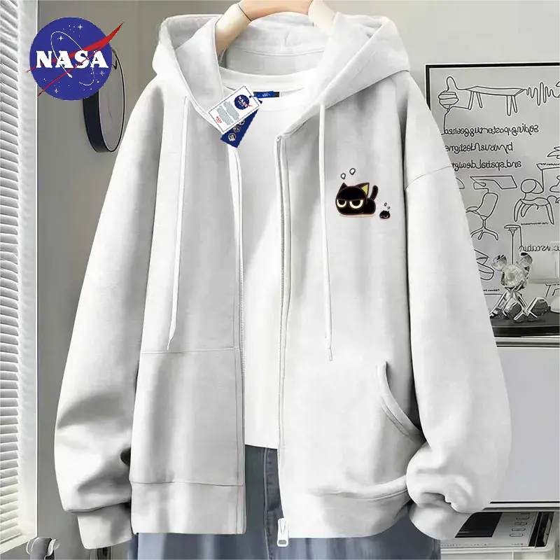 Кобрендовая теплая куртка на молнии с героями мультфильмов NASA в студенческом стиле, удобная новинка 2025 года, свободная куртка в ленивом стиле для мужчин и женщин