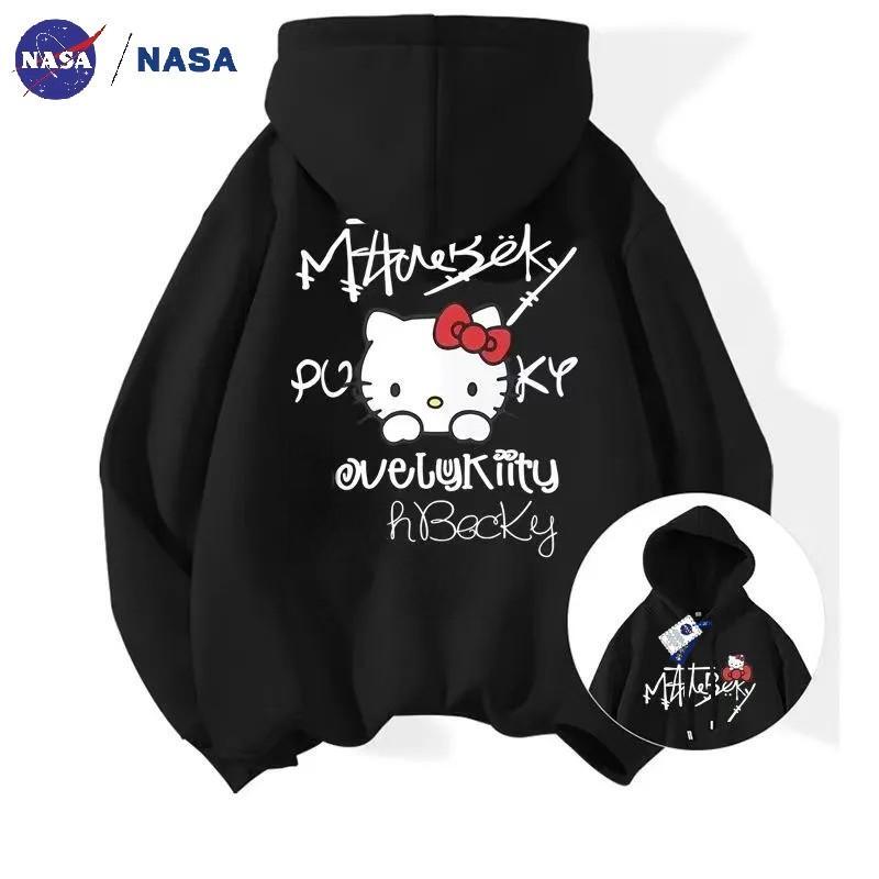 Nasa Co-Branded Kitty Cat 2025 New Design Creative Loose Printed Hooded Sweatshirt Autumn Couple Sweatshirt