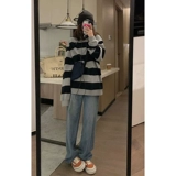 Комплект, толстовка для отдыха, тонкие джинсы, осенний