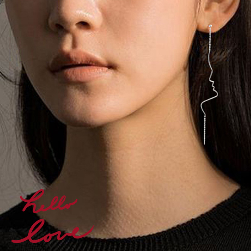 JuSmith niche original jewelry brand kiss simple design silver gold-plated ear wire