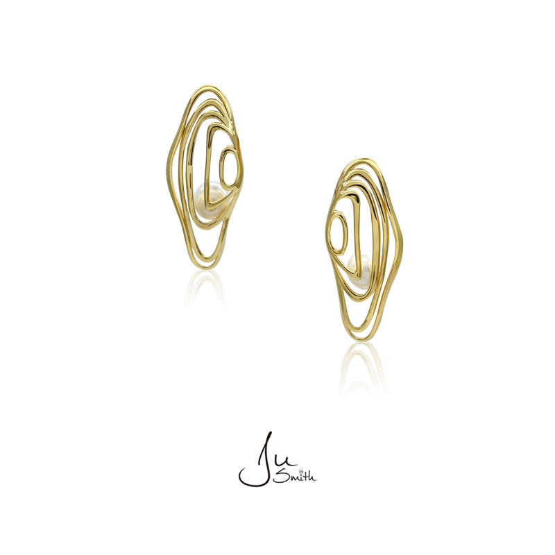 JuSmith Virtue Designer Original Design Ocean Series Angel Wing Shell Unique Pearl Earring