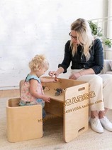 Childrens tables and chairs solid wood baby reading table early education games handmade painting and writing study table kindergarten desk