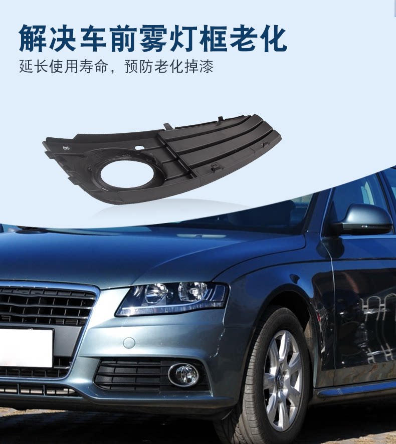 Suitable for 08-22 Audi A4L fog lamp frame sports anti-fog lamp net grille front bumper lower middle net cover