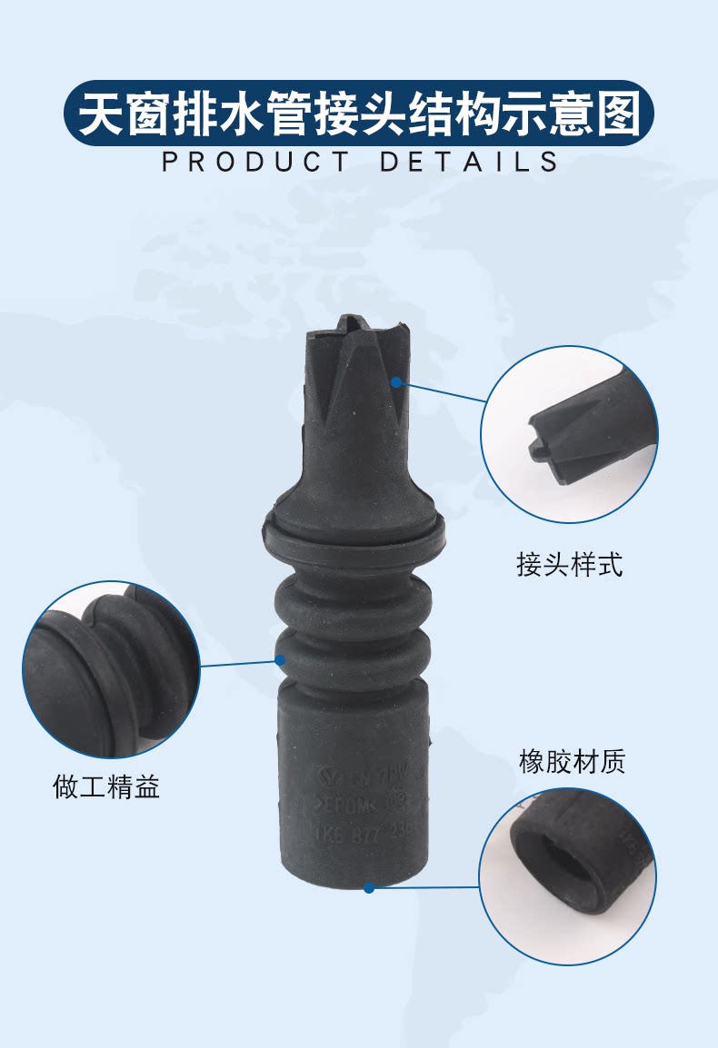 Suitable for Tiguan, Old Sagitar, Golf 6 Sunroof Drain Pipe Connector 1K6877236