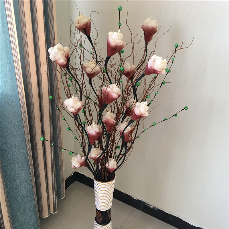 New leaf vein drying flower simulation flower flower arrangement living room floor flower arrangement peony simulation dragon willow dry branch porch decoration