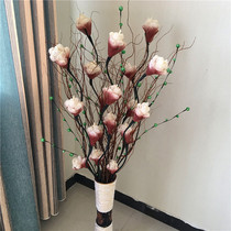 New leaf vein dried flower simulation flower Flower Art living room floor flower arrangement peony simulation Dragon Willow Dry Branch porch decoration